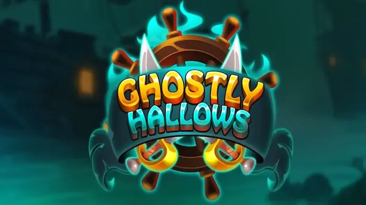 Tampilan visual slot Ghostly Hallows dengan tema kapal hantu dan bajak laut kerangka.